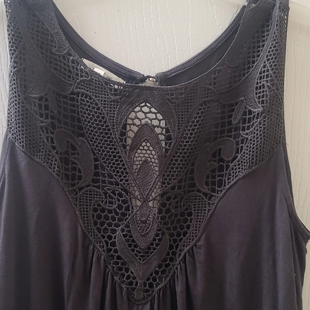 🟢2 FOR $15❣️MAURICES CROCHET YOKE SLEEVELESS TOP *MEDIUM *DARK OLIVE GREEN *EUC - Picture 10 of 11